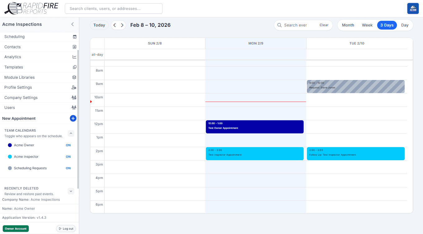 RapidFire Reports scheduling workflow view