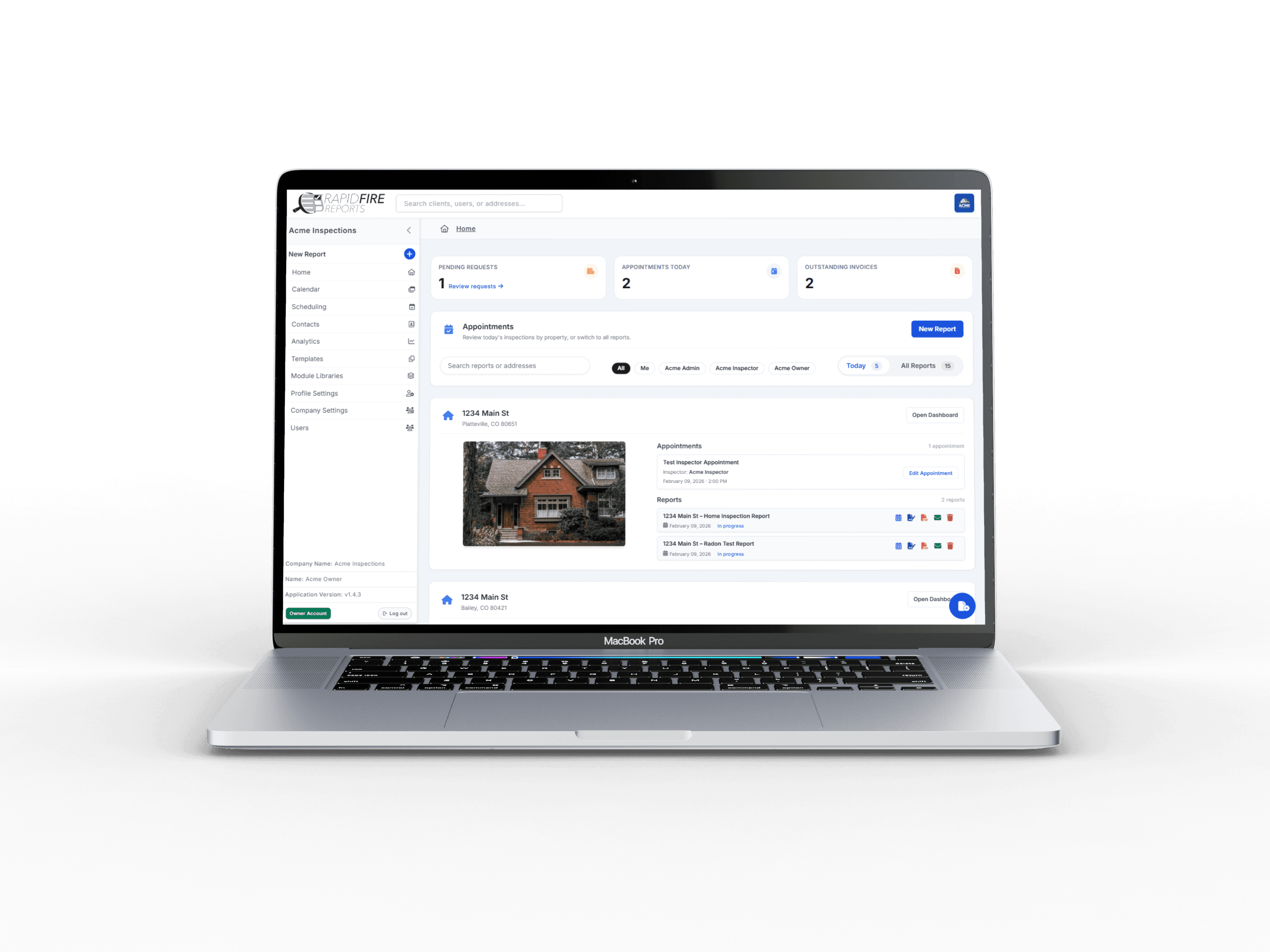 RapidFire Reports platform view